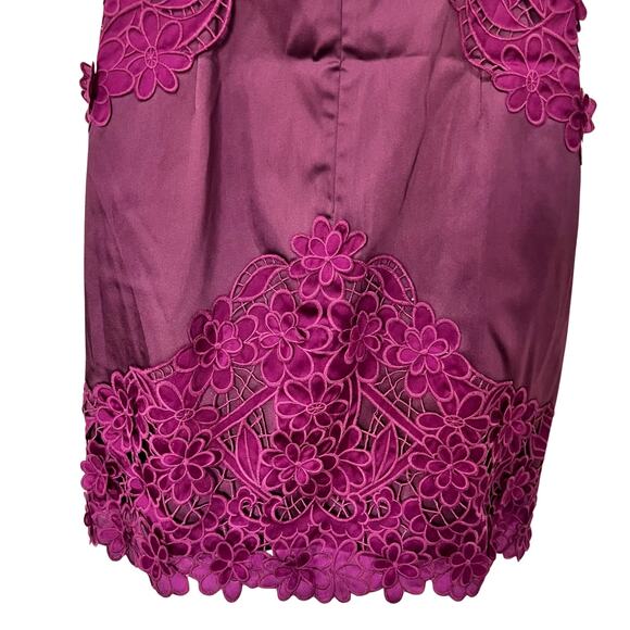 Laundry by Shelli Segal Purple Strapless Mini Dress Floral Crochet size 4 Y2K - Picture 9 of 11